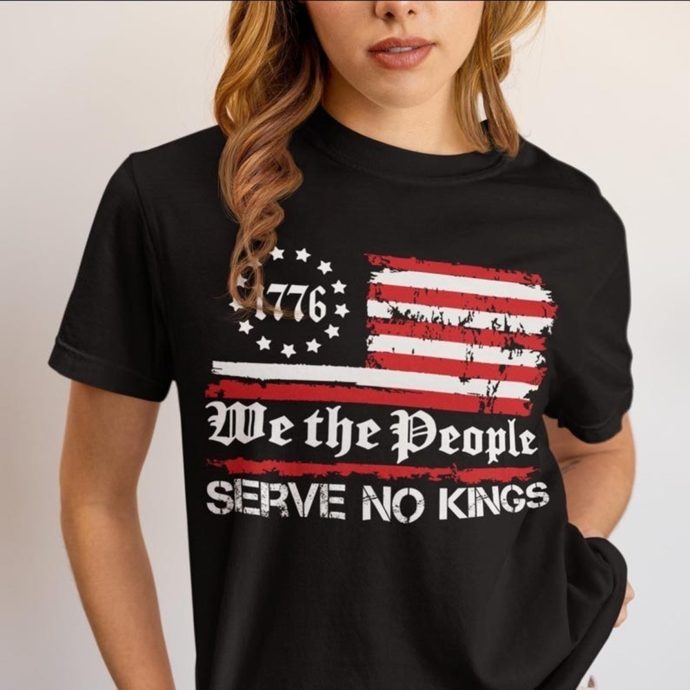 We The People Serve No Kings Tee – 1776 Distressed American Flag T-shirt